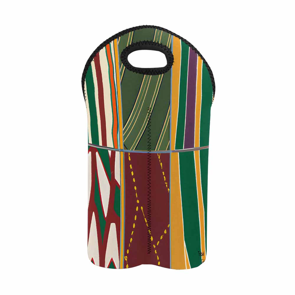 African Art, chic 2 bottle wine bag, design 43