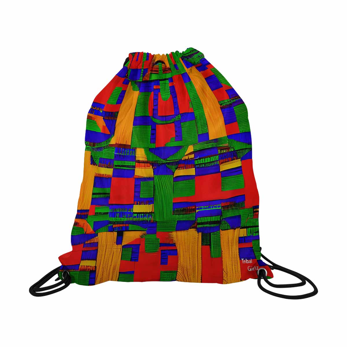 African artsy drawstring sling bag, design 45