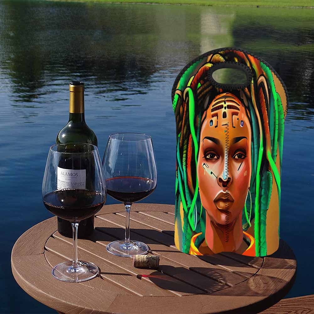 Dreads & Braids, 2 bottle wine bag, picnic or gift, african tribalgirlz Fulangiara 48