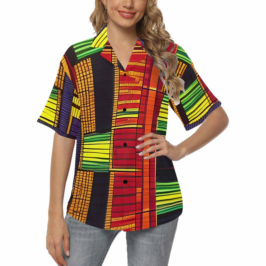 African Art, womens Hawaiian shirt, design 16