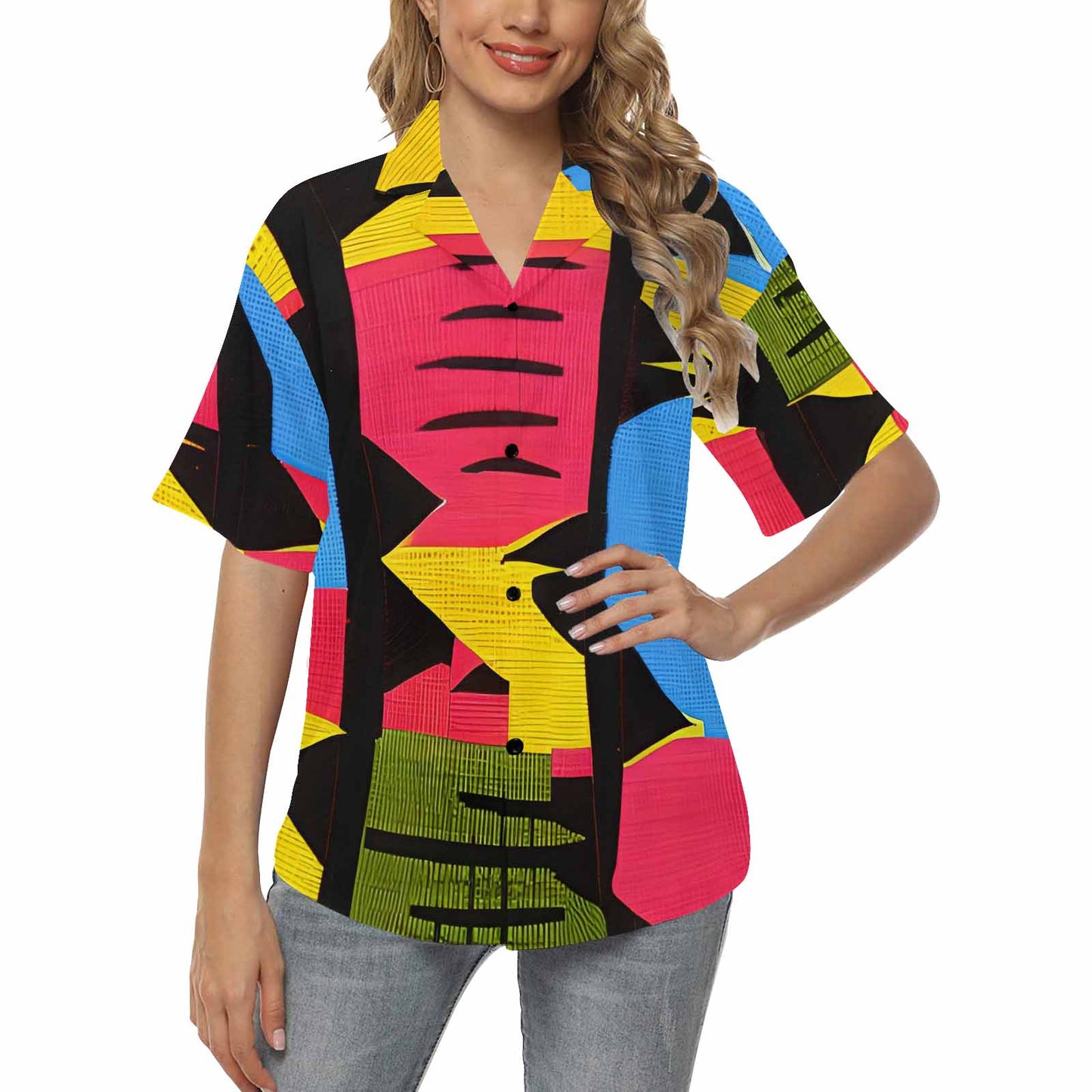 African Art, womens Hawaiian shirt, design 31