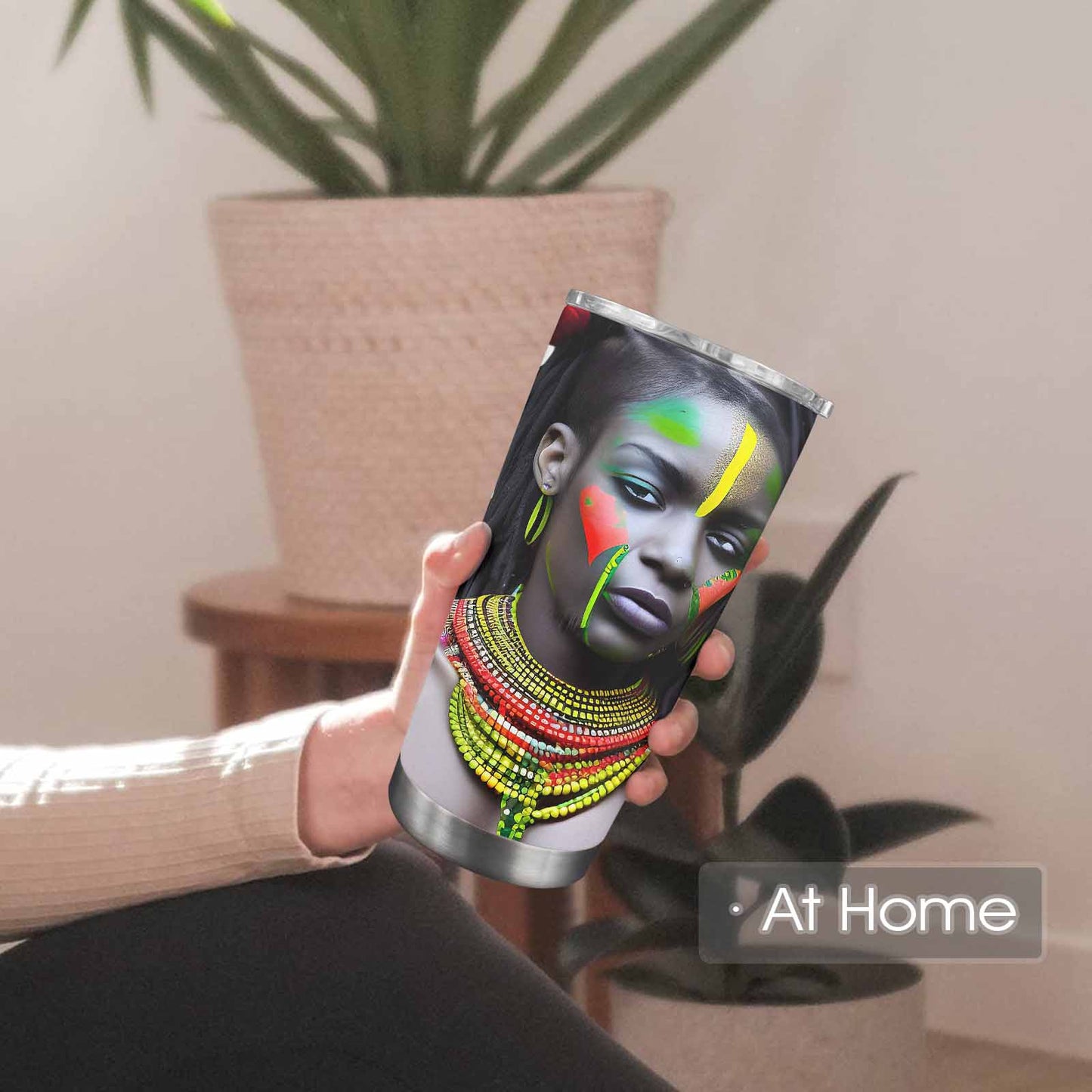 Dreads & Braids, Transparent Tumbler, mug, african tribal, outline MCL, Fulangiara 42