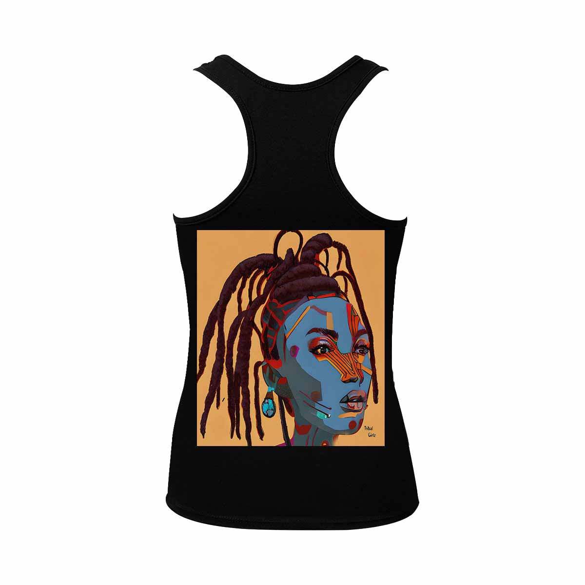 Dreads & Braids, BLACK tank top, cotton, african tribal, full image Fulangiara 23