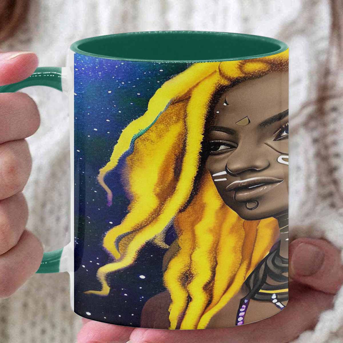 Dreads & Braids, custom color edge coffee mug, african tribalgirlz Fulangiara 1