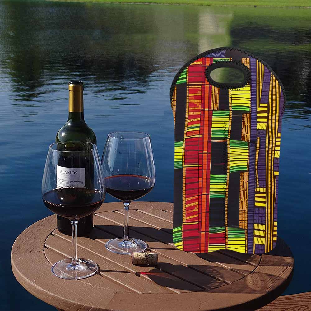 African Art, chic 2 bottle wine bag, design 16