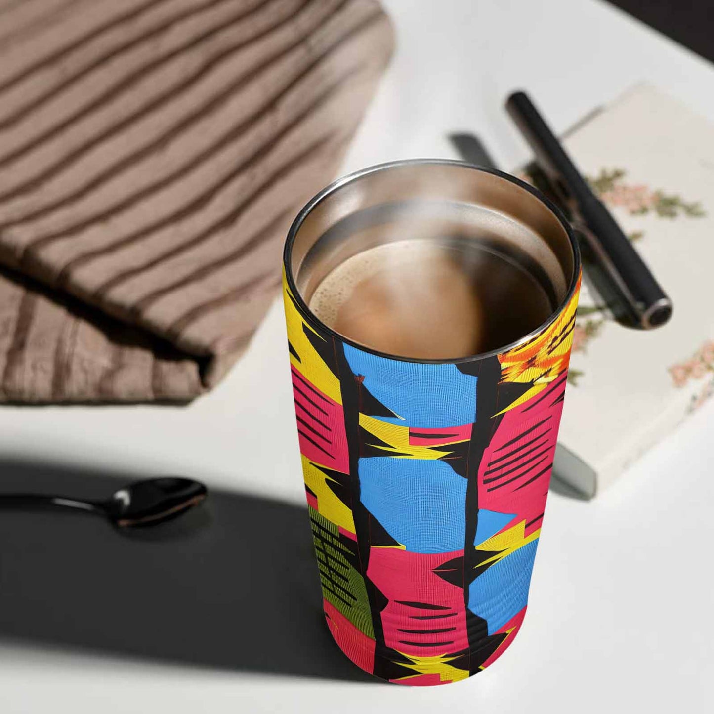 African Art, stainless steel insulated tumbler, travel mug, design 31