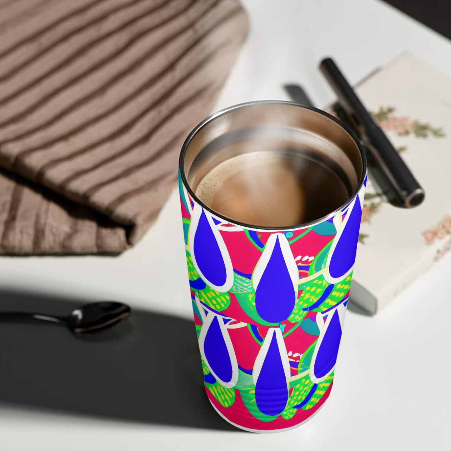 African Art, stainless steel insulated tumbler, travel mug, design 33