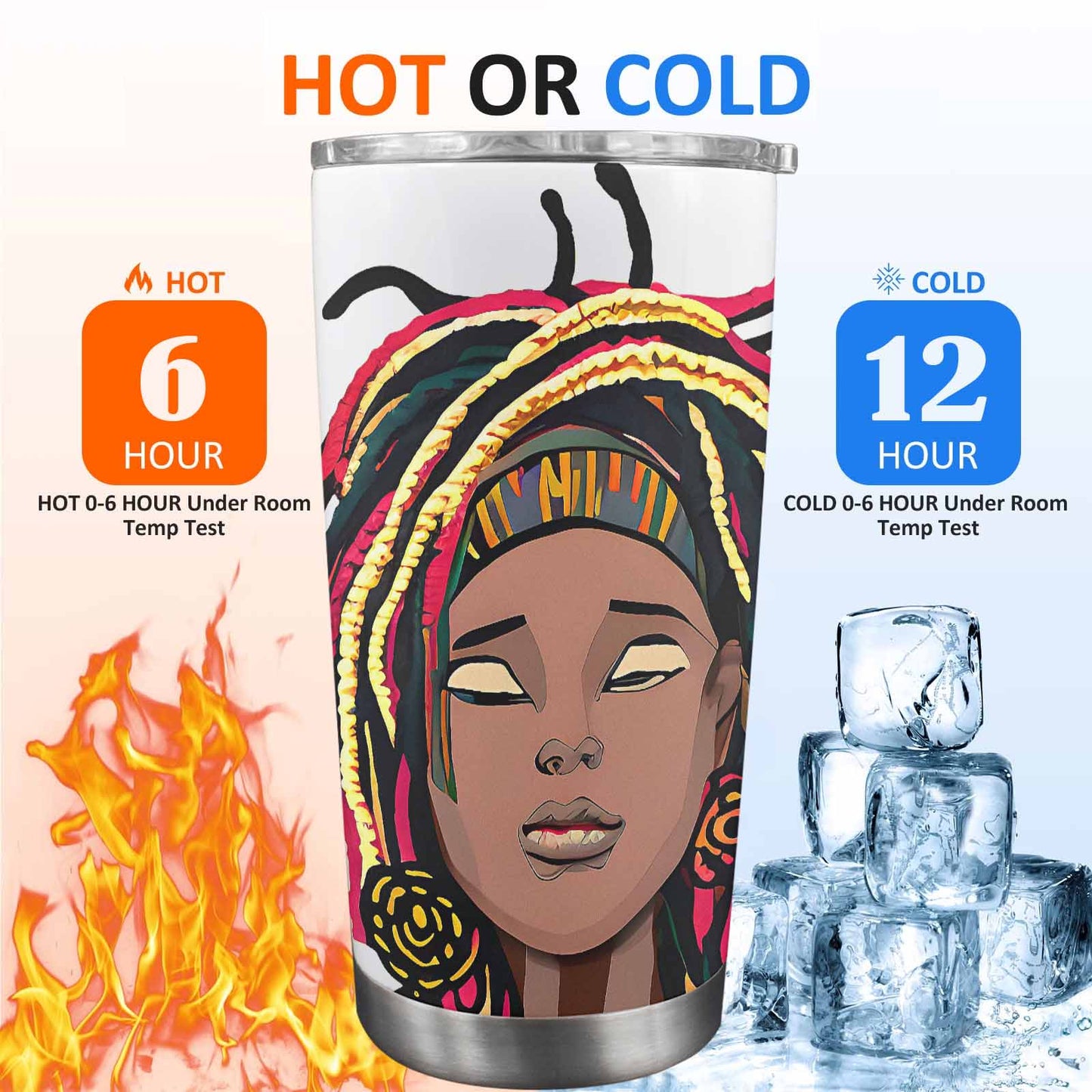 Dreads & Braids, Transparent Tumbler, mug, african tribal, outline BL, Fulangiara 20