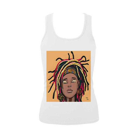 Dreads & Braids, WHITE tank top, cotton, african tribal, full image Fulangiara 20