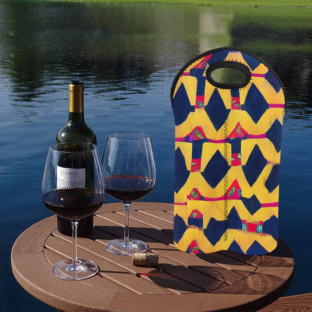 African Art, chic 2 bottle wine bag, design 35