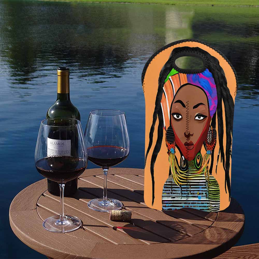 Dreads & Braids, 2 bottle wine bag, picnic or gift, african tribalgirlz Fulangiara 18