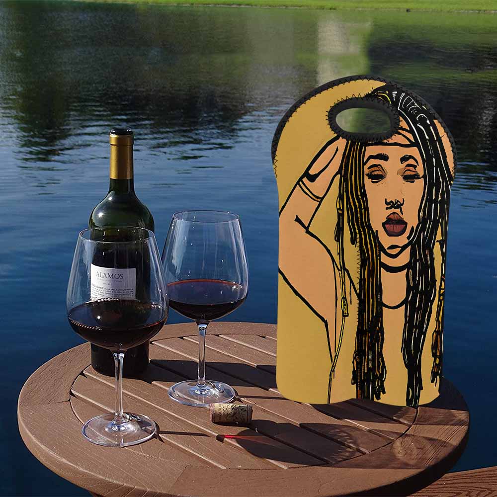 Dreads & Braids, 2 bottle wine bag, picnic or gift, african tribalgirlz Fulangiara 24