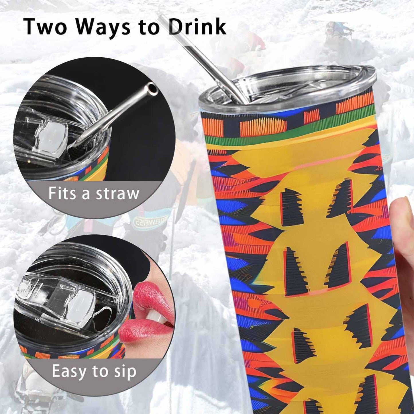 African Art, tall stainless steel insulated tumbler, travel mug, design 47