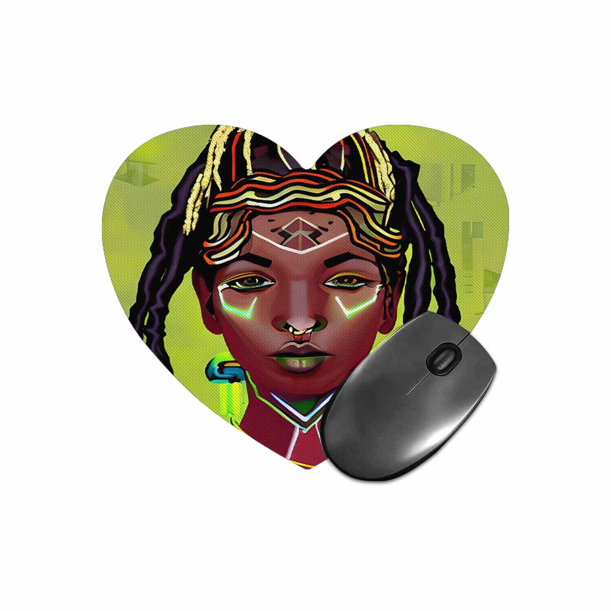 Dreads & Braids, heart shape mouse pad, Fulangiara 44