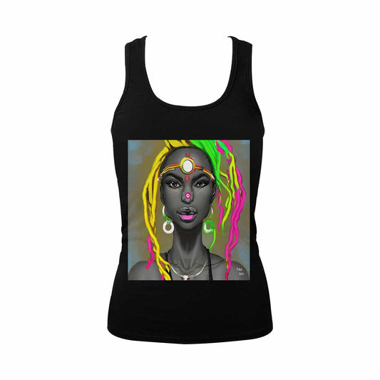 Dreads & Braids, BLACK tank top, cotton, african tribal, full image Fulangiara 6