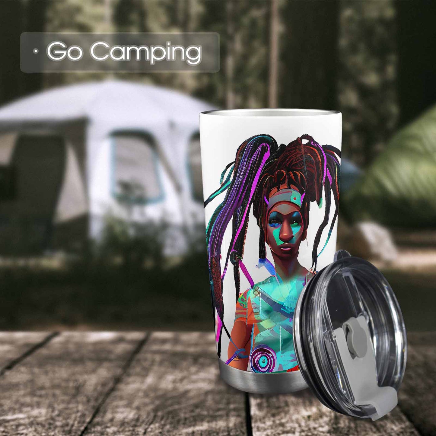 Dreads & Braids, Transparent Tumbler, mug, african tribal, outline BL, Fulangiara 32