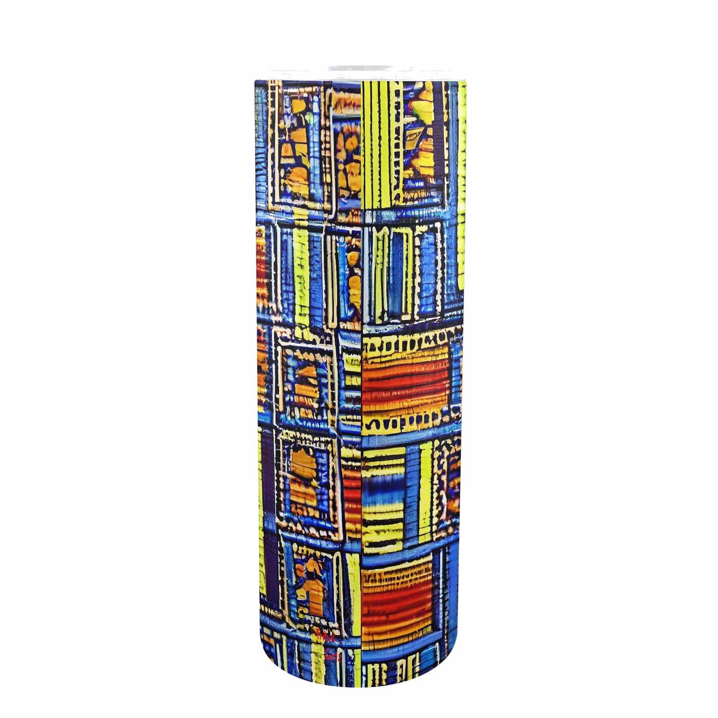 African Art, tall stainless steel insulated tumbler, travel mug, design 09