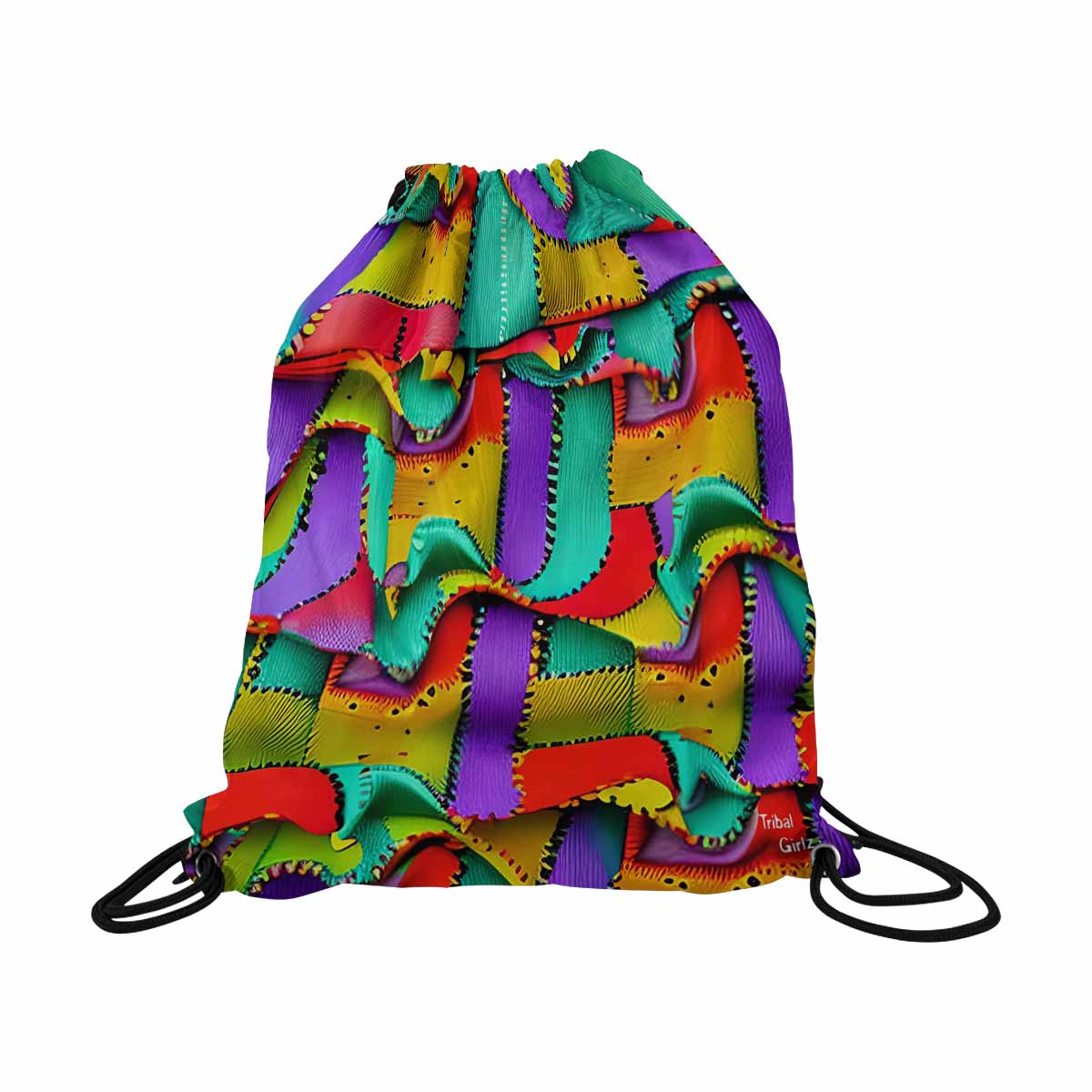 African artsy drawstring sling bag, design 05