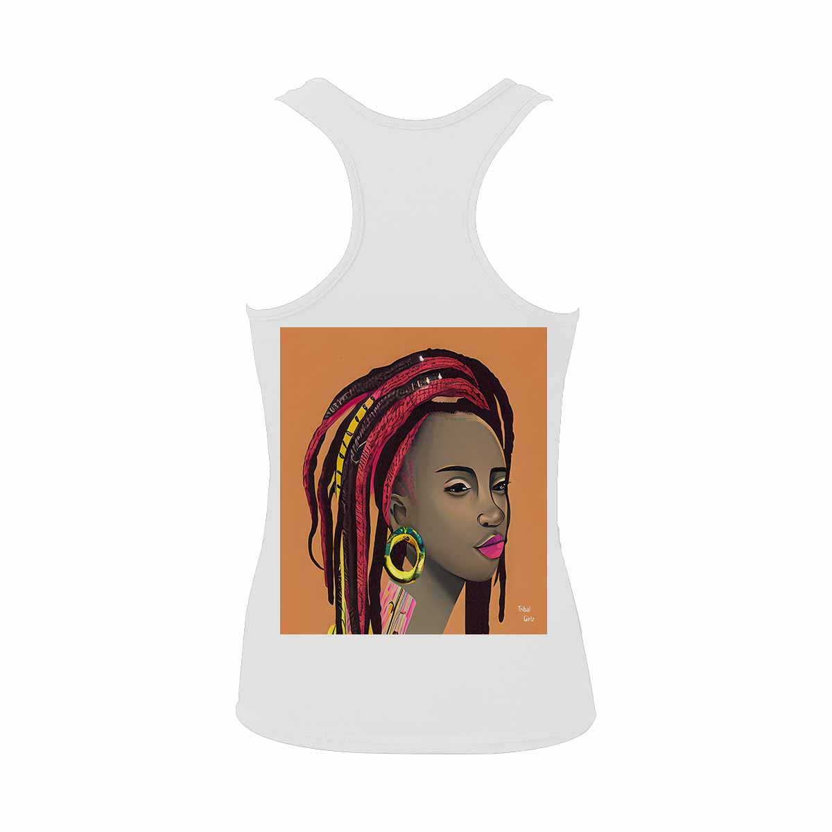 Dreads & Braids, WHITE tank top, cotton, african tribal, full image Fulangiara 4