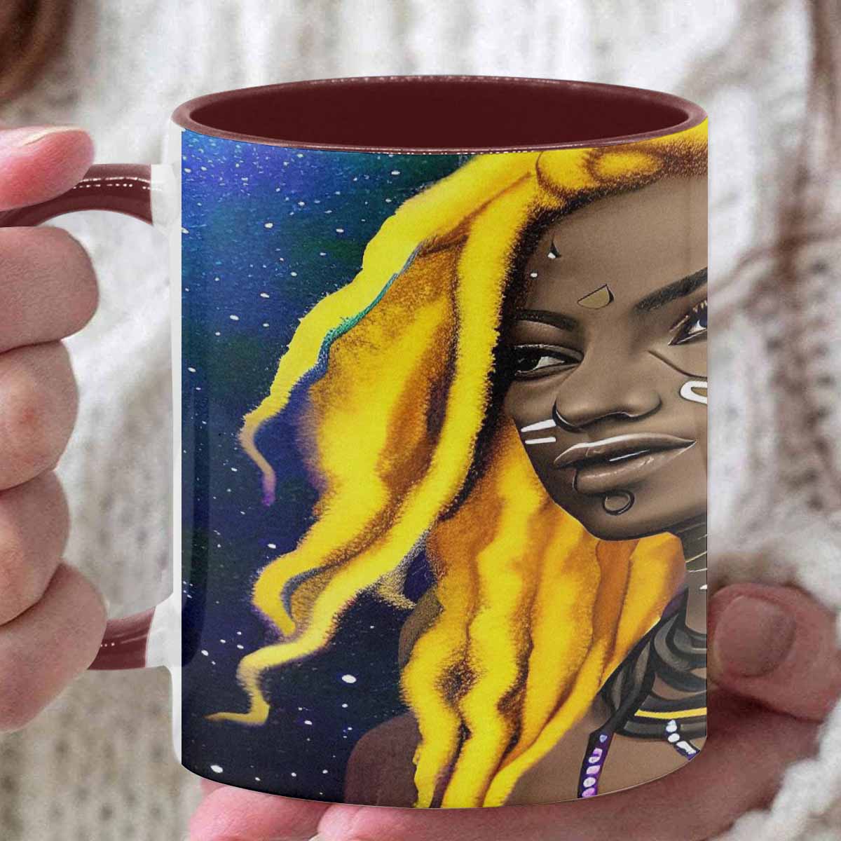 Dreads & Braids, custom color edge coffee mug, african tribalgirlz Fulangiara 1