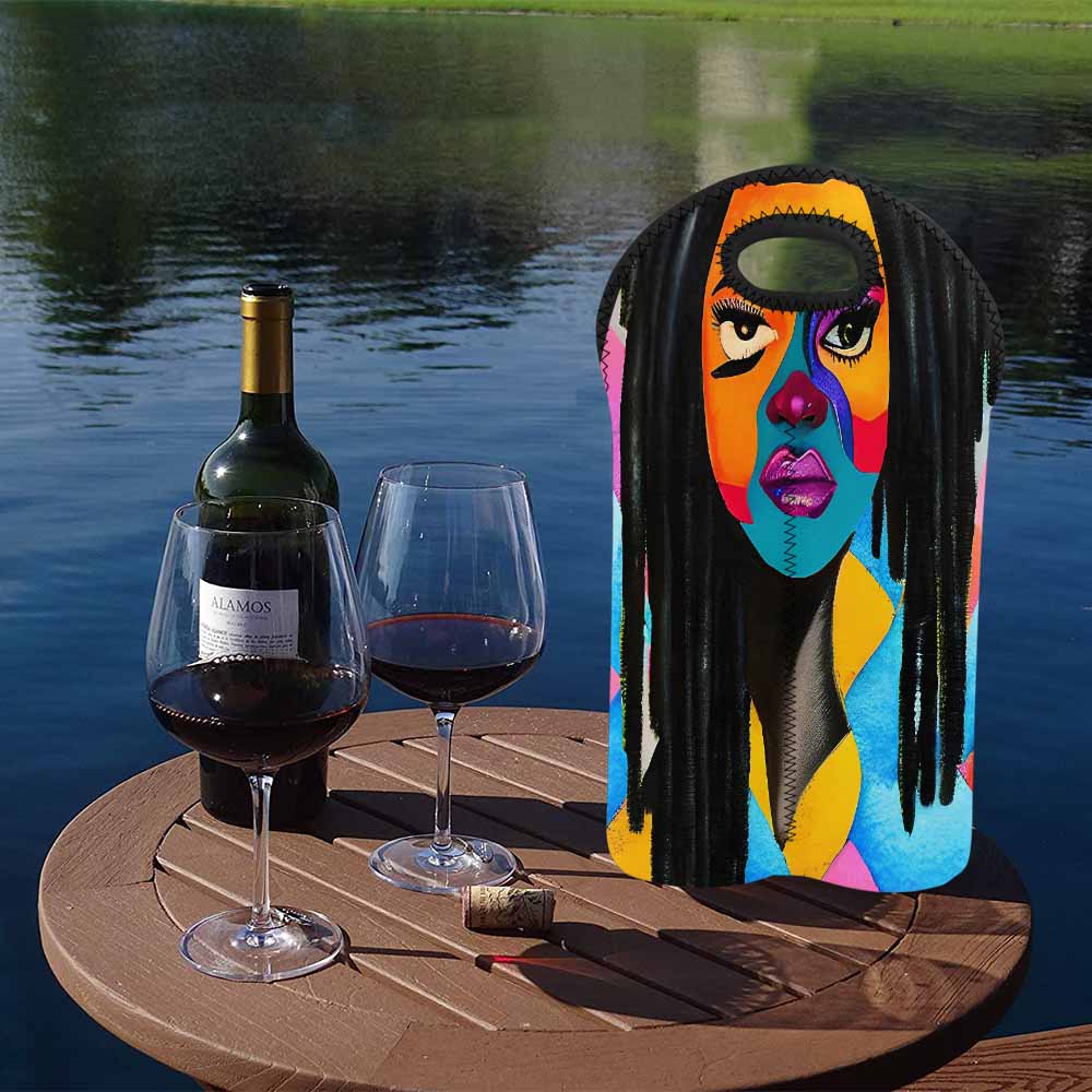 Dreads & Braids, 2 bottle wine bag, picnic or gift, african tribalgirlz Fulangiara 21