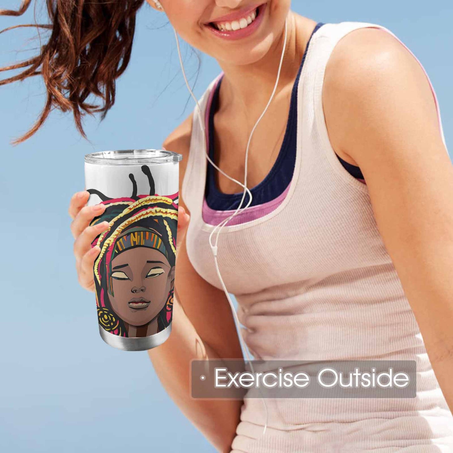 Dreads & Braids, Transparent Tumbler, mug, african tribal, outline BL, Fulangiara 20