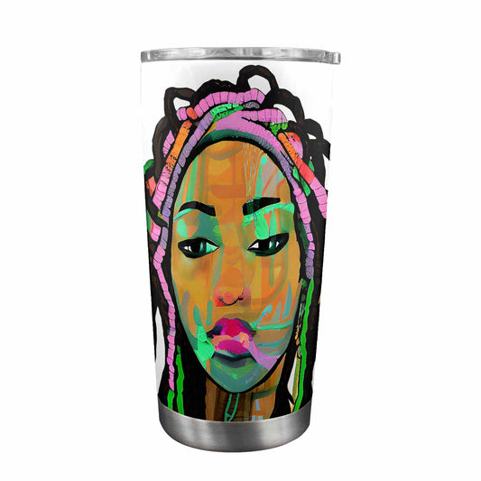 Dreads & Braids, Transparent Tumbler, mug, african tribal, outline BL, Fulangiara 3