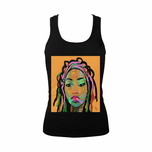 Dreads & Braids, BLACK tank top, cotton, african tribal, full image Fulangiara 3