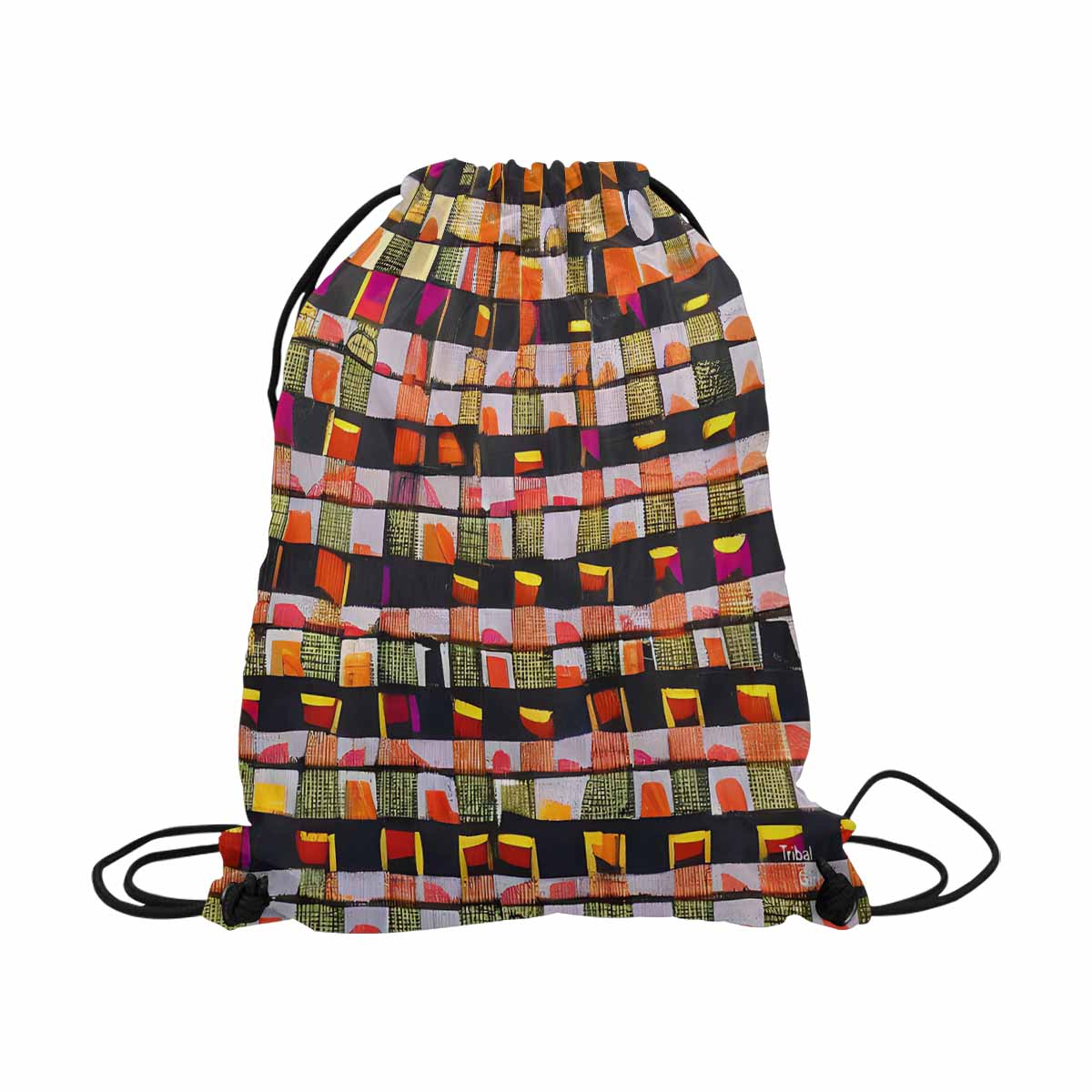 African artsy drawstring sling bag, design 17