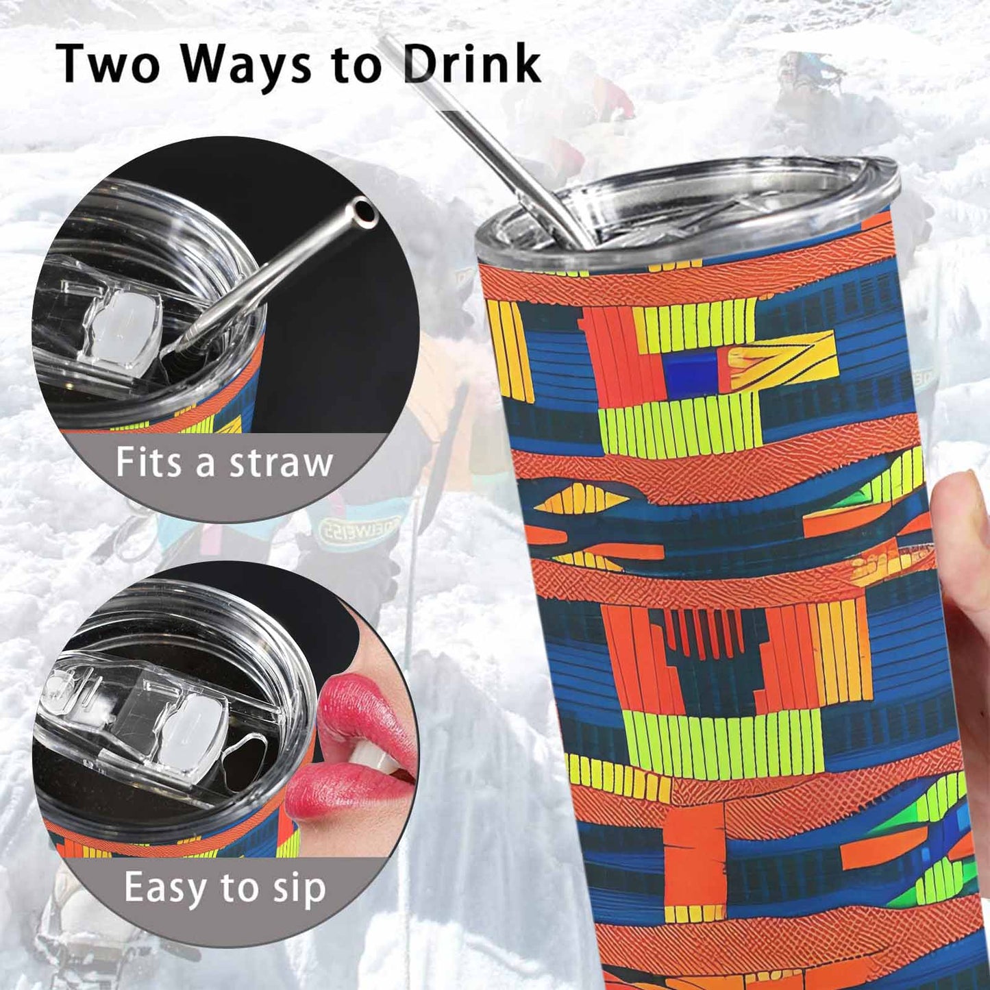 African Art, tall stainless steel insulated tumbler, travel mug, design 44