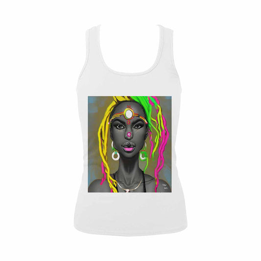 Dreads & Braids, WHITE tank top, cotton, african tribal, full image Fulangiara 6