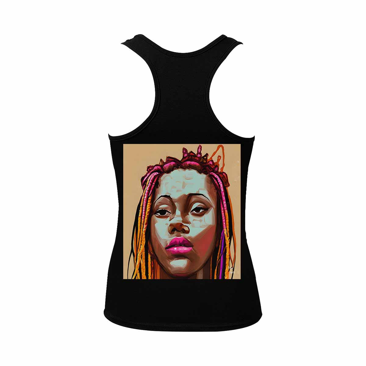 Dreads & Braids, BLACK tank top, cotton, african tribal, full image Fulangiara 11