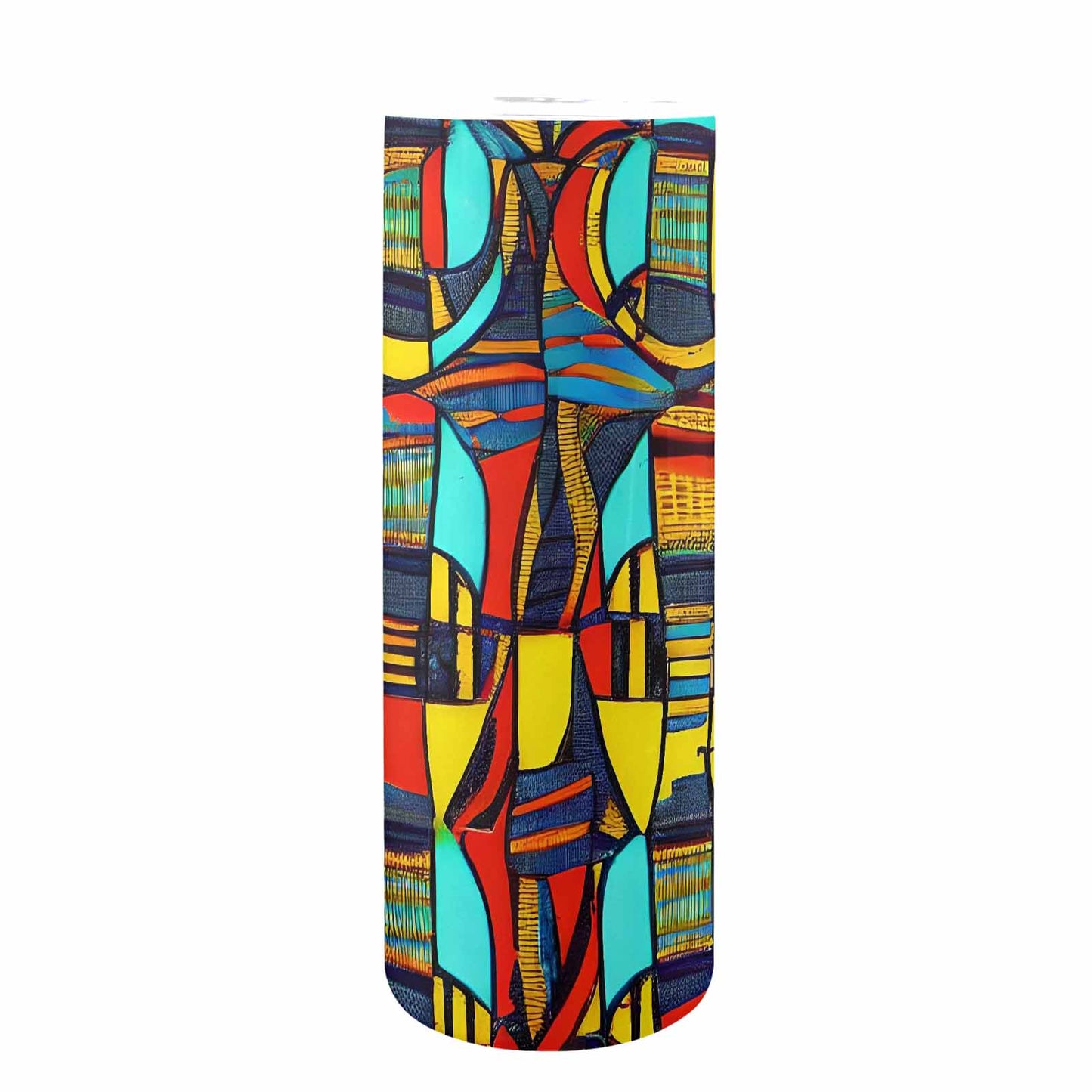 African Art, tall stainless steel insulated tumbler, travel mug, design 02