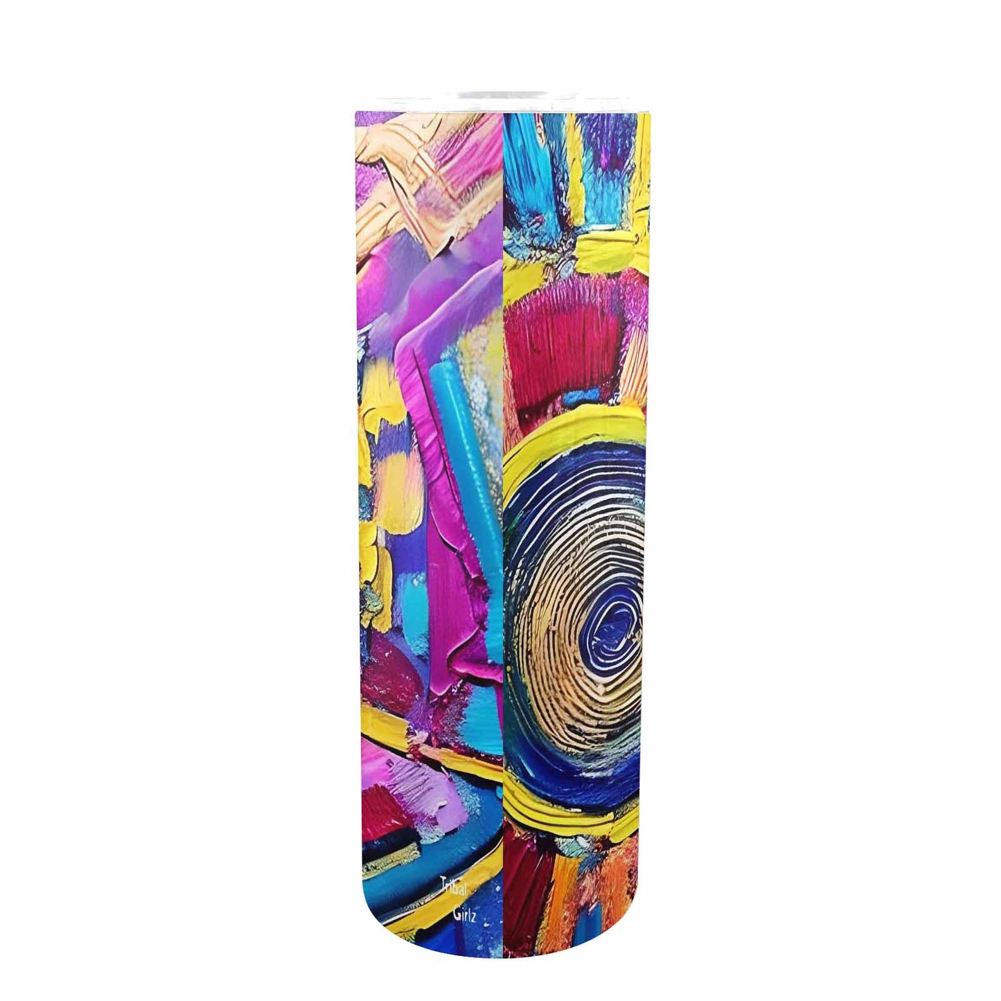 African Art, tall stainless steel insulated tumbler, travel mug, design 04