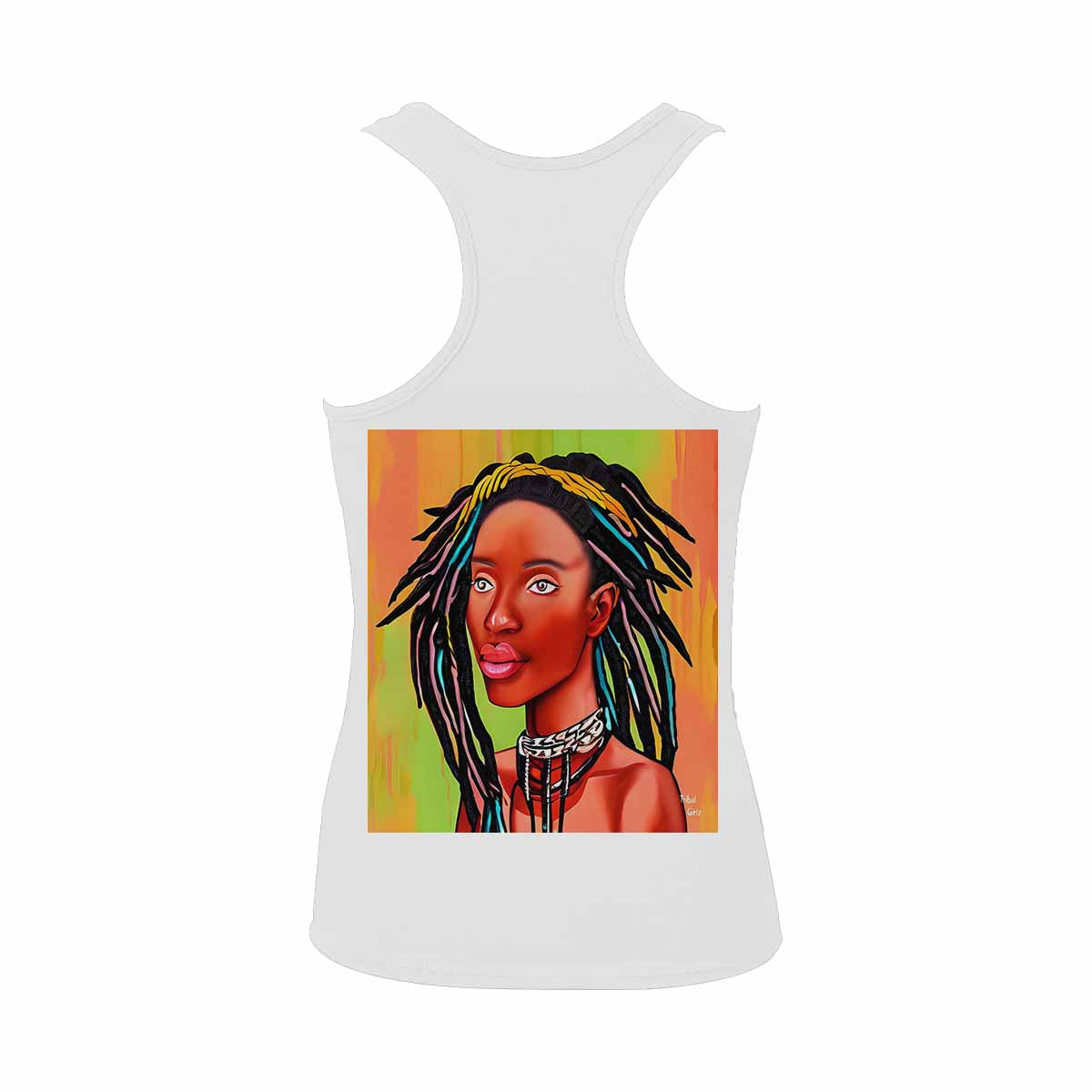 Dreads & Braids, WHITE tank top, cotton, african tribal, full image Fulangiara 13