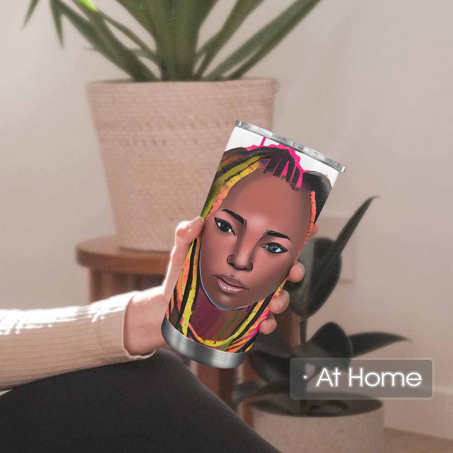 Dreads & Braids, Transparent Tumbler, mug, african tribal, outline MCL, Fulangiara 12