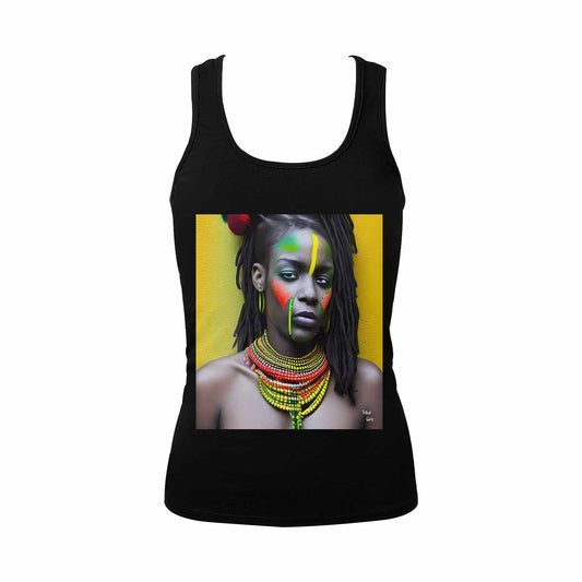 Dreads & Braids, BLACK tank top, cotton, african tribal, full image Fulangiara 42