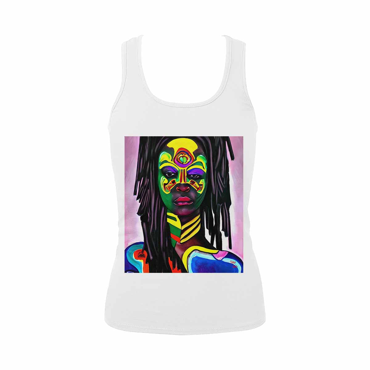 Dreads & Braids, WHITE tank top, cotton, african tribal, full image Fulangiara 15