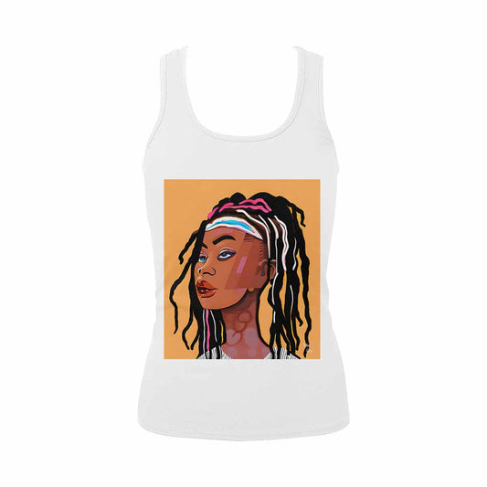 Dreads & Braids, WHITE tank top, cotton, african tribal, full image Fulangiara 16