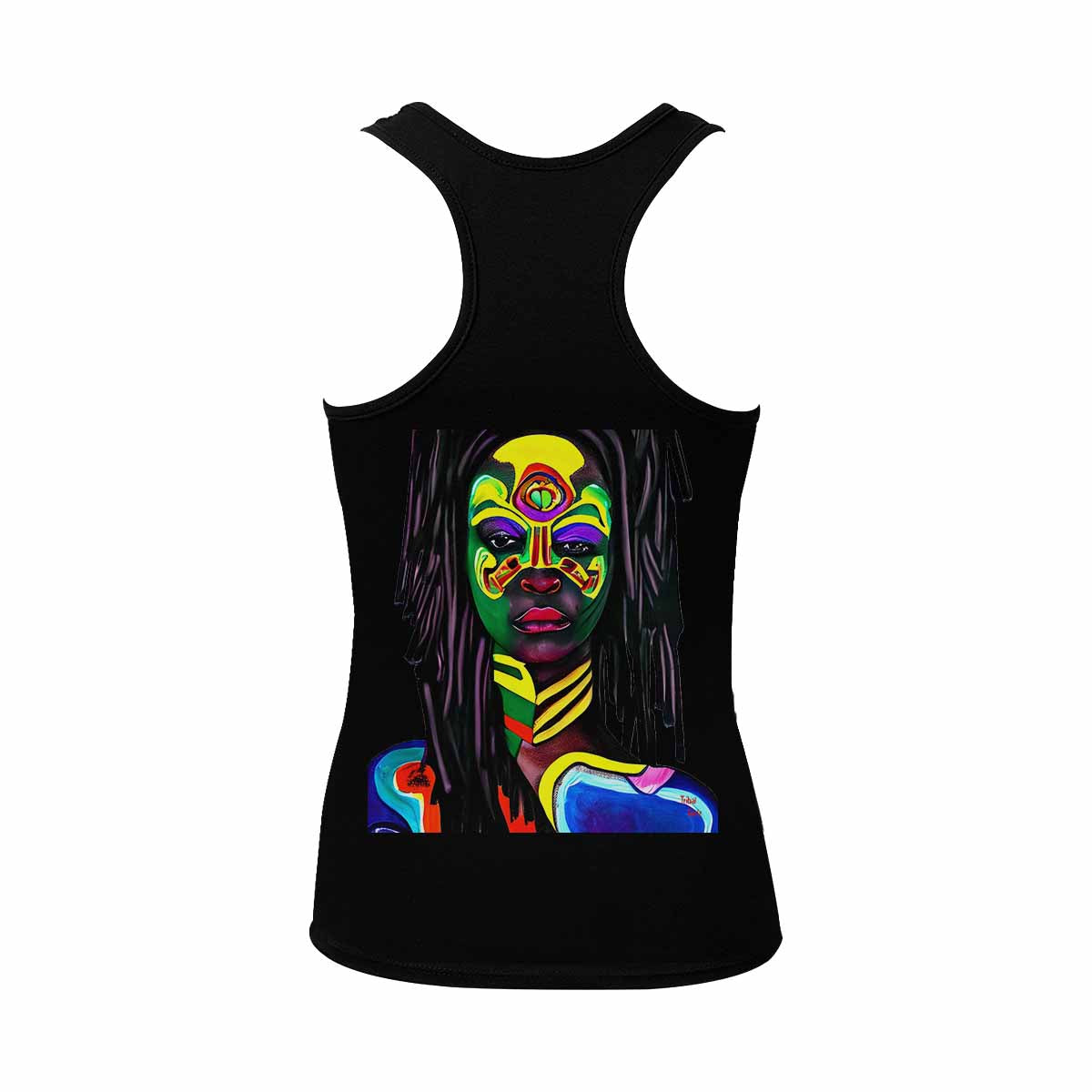 Dreads & Braids, BLACK tank top, cotton, african tribal, outline MCL, Fulangiara 15