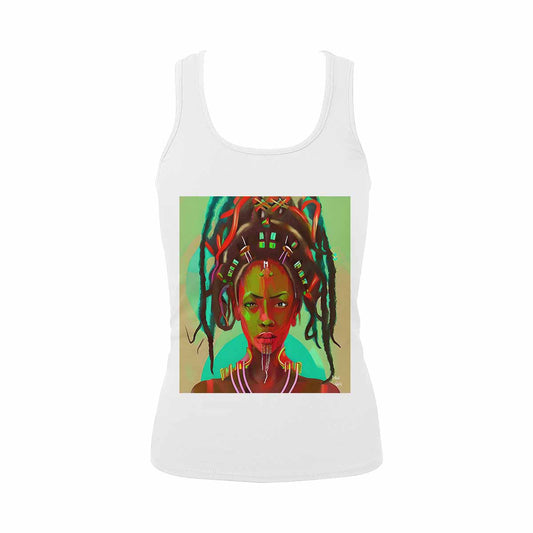 Dreads & Braids, WHITE tank top, cotton, african tribal, full image Fulangiara 39