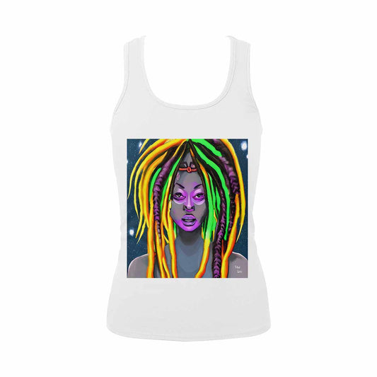 Dreads & Braids, WHITE tank top, cotton, african tribal, full image Fulangiara 28