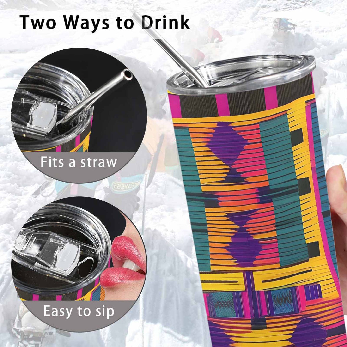 African Art, tall stainless steel insulated tumbler, travel mug, design 42