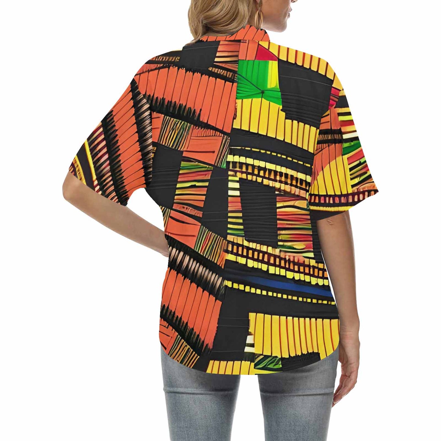 African Art, womens Hawaiian shirt, design 46