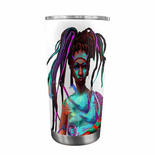 Dreads & Braids, Transparent Tumbler, mug, african tribal, outline BL, Fulangiara 32