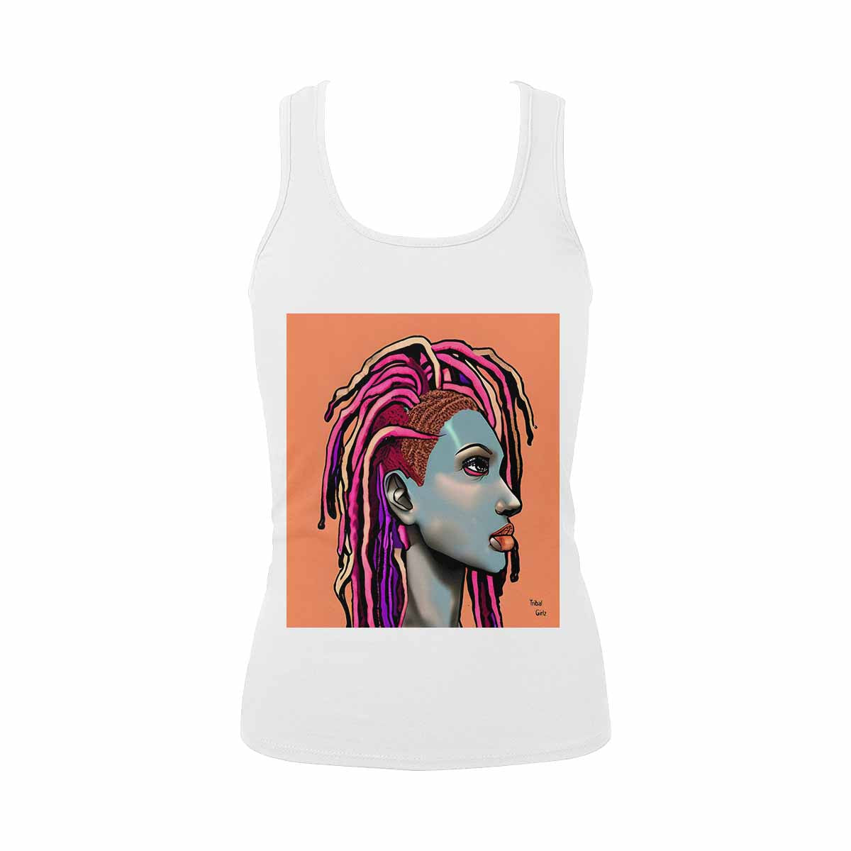 Dreads & Braids, WHITE tank top, cotton, african tribal, full image Fulangiara 5