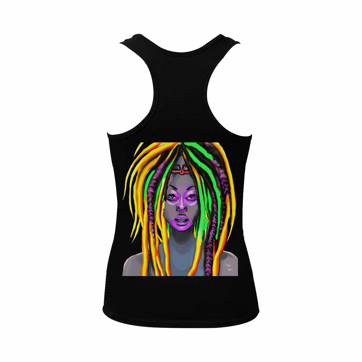 Dreads & Braids, BLACK tank top, cotton, african tribal, outline MCL, Fulangiara 28