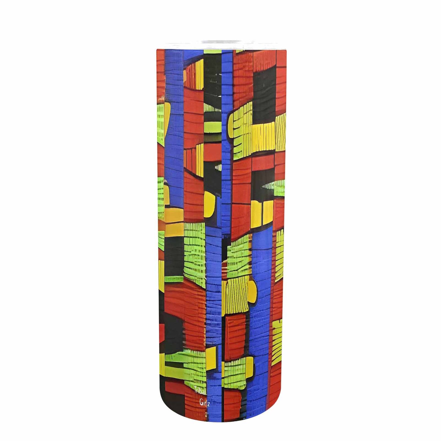 African Art, tall stainless steel insulated tumbler, travel mug, design 01