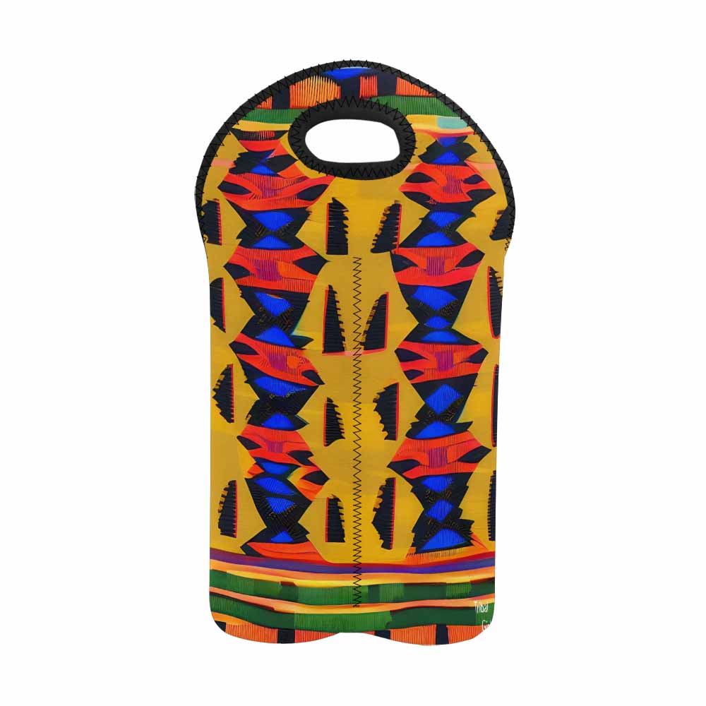 African Art, chic 2 bottle wine bag, design 47