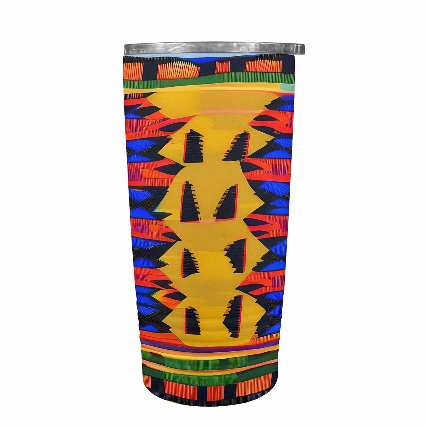 African Art, stainless steel insulated tumbler, travel mug, design 47